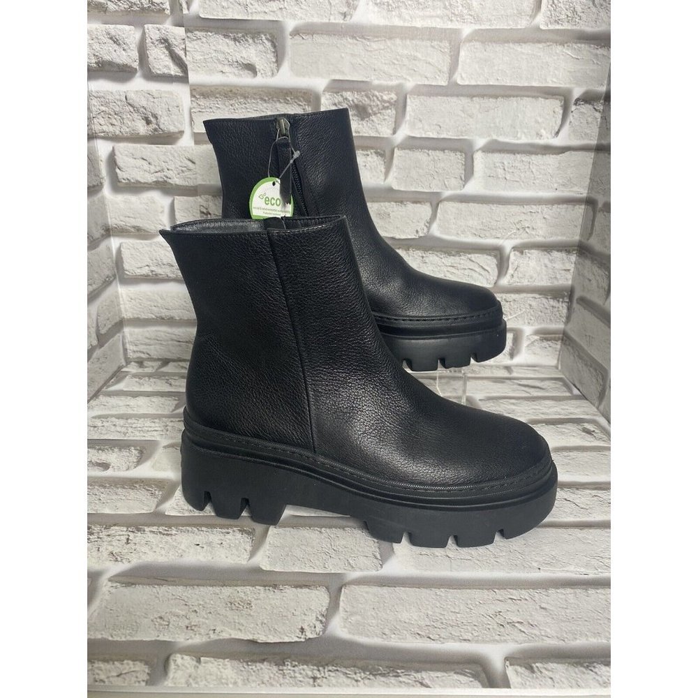 Paul Green Womens Ankle Boots Side Zip Up in Black Leather Size 4.5